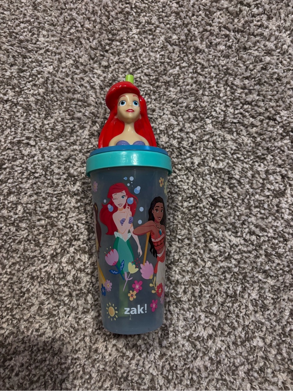 Disney Princess Ariel Mermaid Straw Cup - Red & Teal